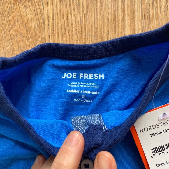 Joe Fresh Long sleeve blue Henley - Picture 3 of 4
